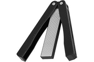 Double Sided Pocket Knife Sharpener, Folding Pocket Work Sharpener with Stone Portable Garden Tool for Axe Hatchet Lawn Mower