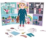 Floss & Rock Magnetic Florence Doll - 40pc Wooden Dress-Up Doctor Nurse Patient view 4