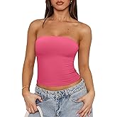 REORIA Women's Strapless Tube Top Double Lined & Non-Slip Y2K Backless Crop Tops for Summer Going Out