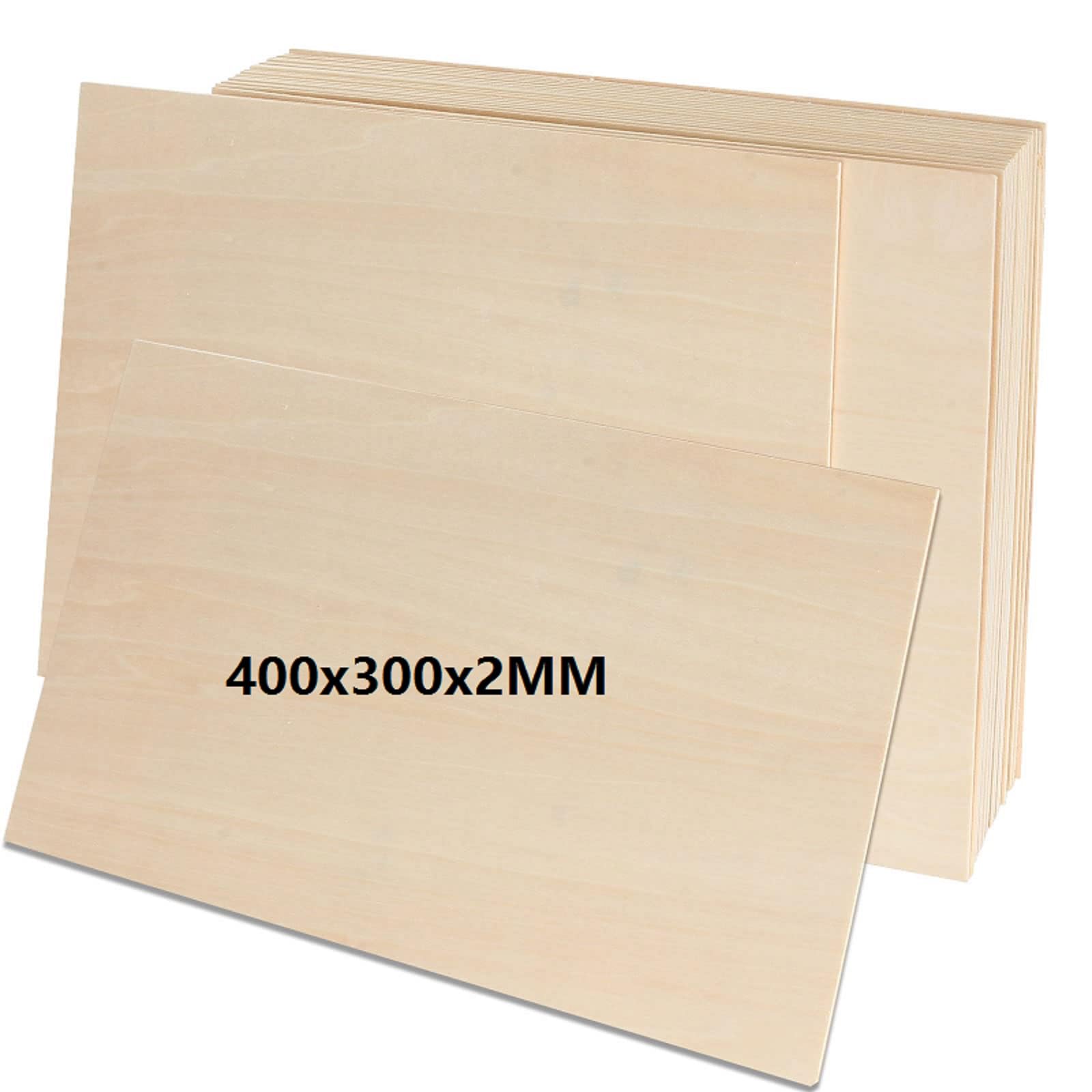 MIVIDE 12PCS 400x300x2MM Basswood Plywood Sheets 2mm, Basswood Sheets Unfinished Wood Board Great for Laser Projects, Arts and Crafts, Wood Engraving