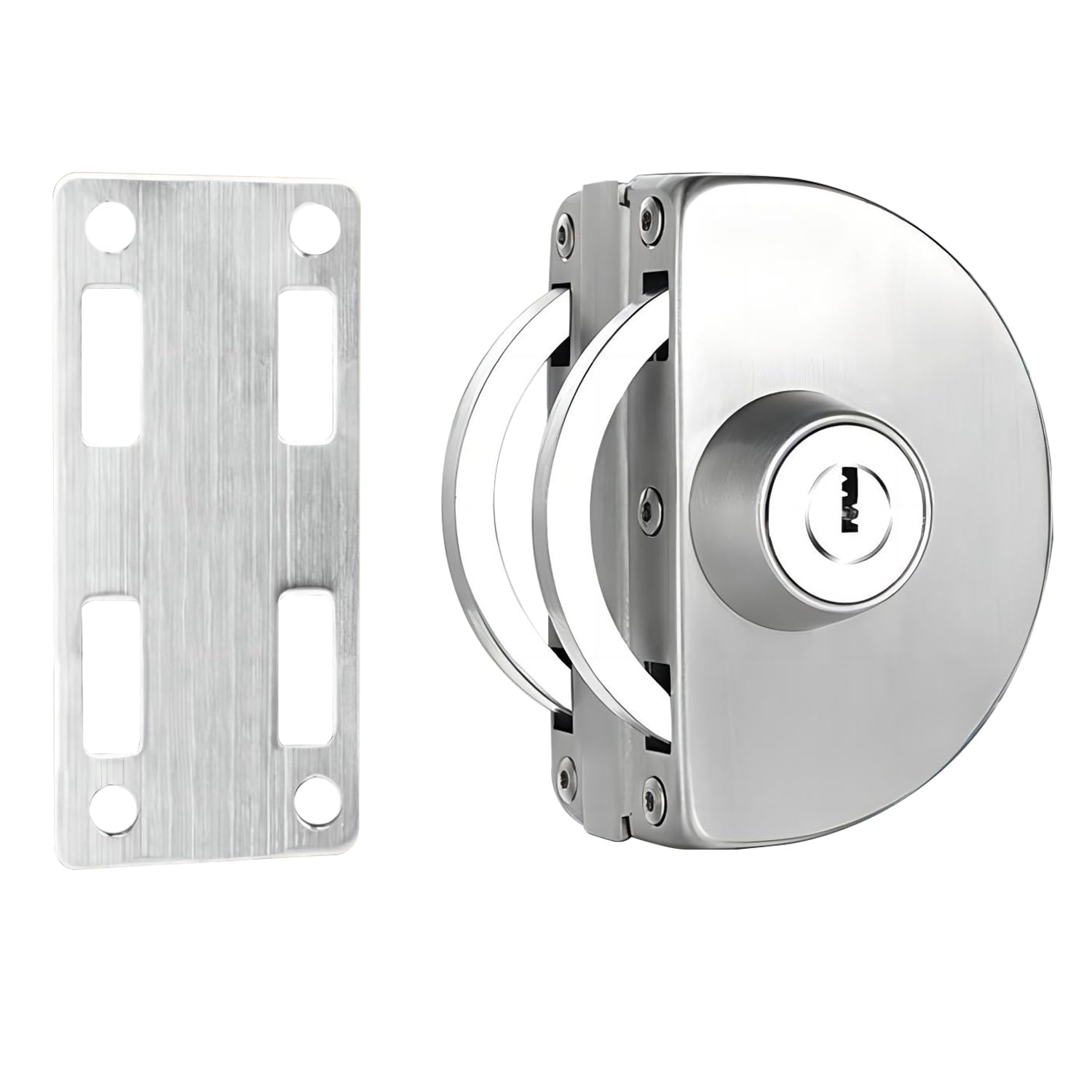 Qrity No Drilling Stainless Steel Glass Door Lock Single Glass Door Lock with 3 Copper Keys Fit for Glassdoor Thickness 10~12mm
