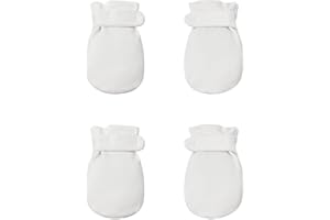 REYOW Newborn Baby No Scratch Mittens Stay On, 100% Cotton Breathable, Adjustable Infant Gloves for Baby Boys Girls Mittens