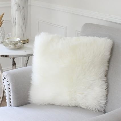 Amazon Com Natural White Australian Merino Sheepskin Cushion