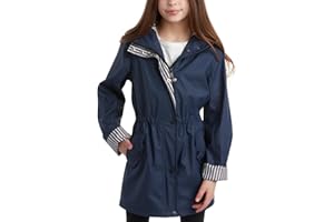URBAN REPUBLIC Girls Rain Jacket - Waterproof Slicker Shell Anorak Jacket Lightweight Kids Rain Coat with Pockets (7-16)