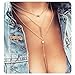 Suyi Exquisite Sequins Multilayer Chain Y Necklace Layered Choker Necklace with Bar Pendent Hanging Rod Gold