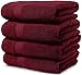 MAURA Wine Red Extra Large Turkish Cotton Luxury Bath Towels Set of 4. Ultra-Soft, Thick & Plush Towels for Bathroom - Burgundy