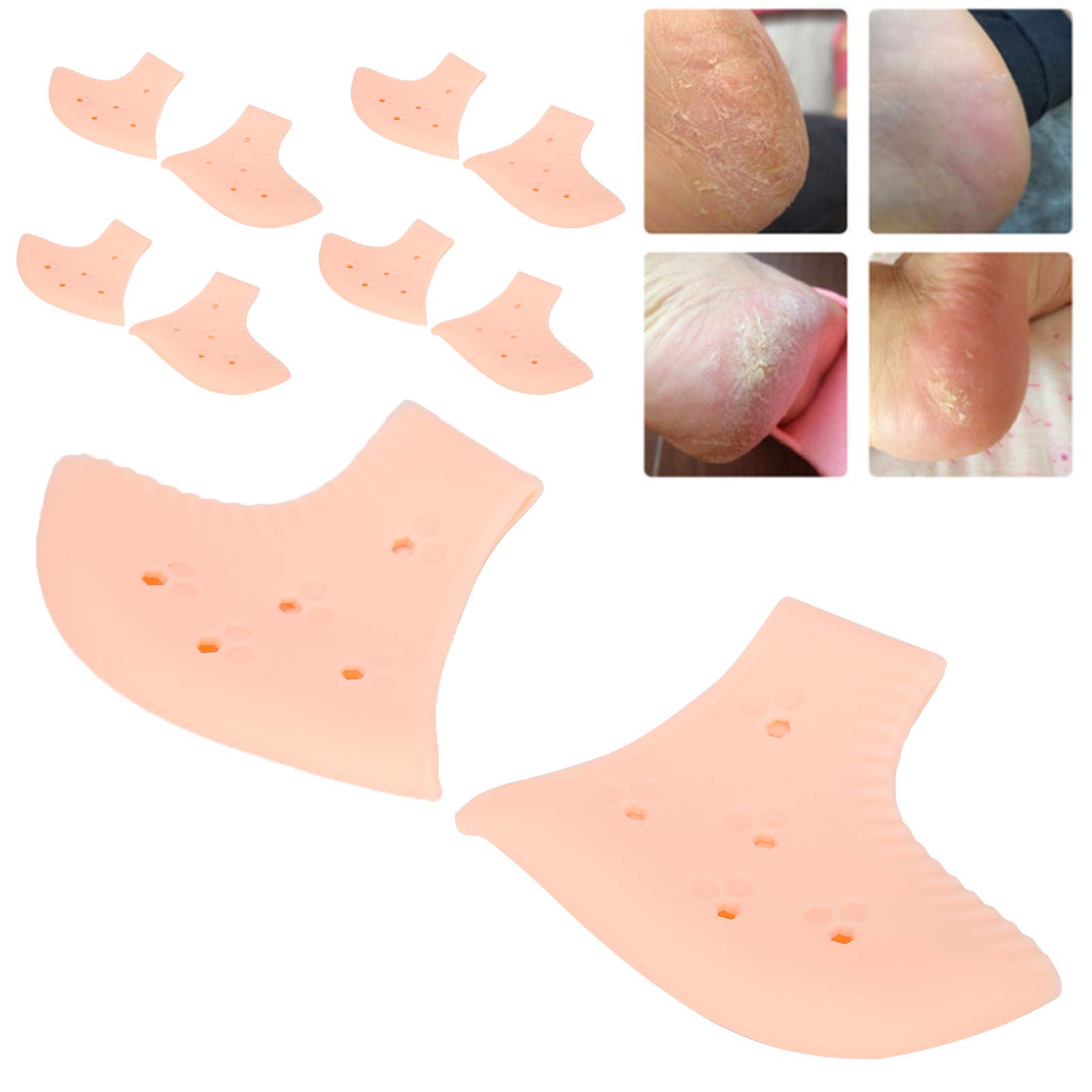 5 Pairs Heel Protective Cover, Heel Support Wrap, Heel Protector SEBS Soft Heel Socks Damping Protective Guard Heal Dry Cracked Heels Sleeves Heel Support Seats