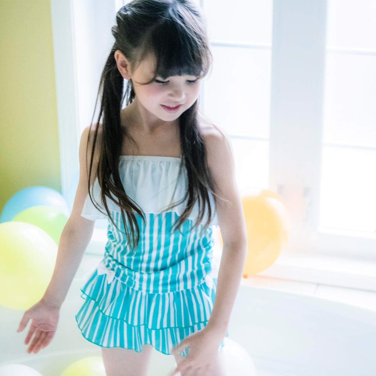 Amazon キャサリンコテージ プール ビーチ 海 ストライプ フリルセパレート水着 ジュニア 子供 女の子 Dk001 150cm ミントストライプ Mins 水着 通販