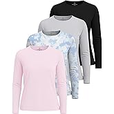 Real Essentials 4 Pack: Women's UPF 50+ Quick Dry Fit Sun Shirts Long Sleeve UV SPF Hiking Top Outdoor (Available in Plus)
