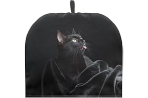 PJHEQOXE Black Cat Pattern Cow Tea Cozy for Teapot Thanksgiving Day Customized Teapot Covers Dome Teapot Cover with Handle Dust Cover Kitchen Kettle Dust Cover Can Hung and Folded （Black）