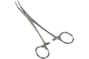 XTRM CRAFT Pean Hemostat Straight and Curved Multipurpose Locking Tweezer Clamps Serrated, Stainless Steel - Hemostats for Nurses, Fishing Forceps, Crafts and Hobby