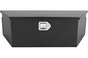 Gooeap 39"X12"X16.5" Tongue Truck Box Black Heavy Duty Steel Trailer Tongue Box Pick Up Truck Tool Box Storage Organizer w/Lock & Keys