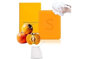 aeaarvged Swarva Deodorizing Persimmon Soap, Natural Face and Body Cleanser, Moisturizing Formula for All Skin Types, Odor Neutralizing, With foaming net