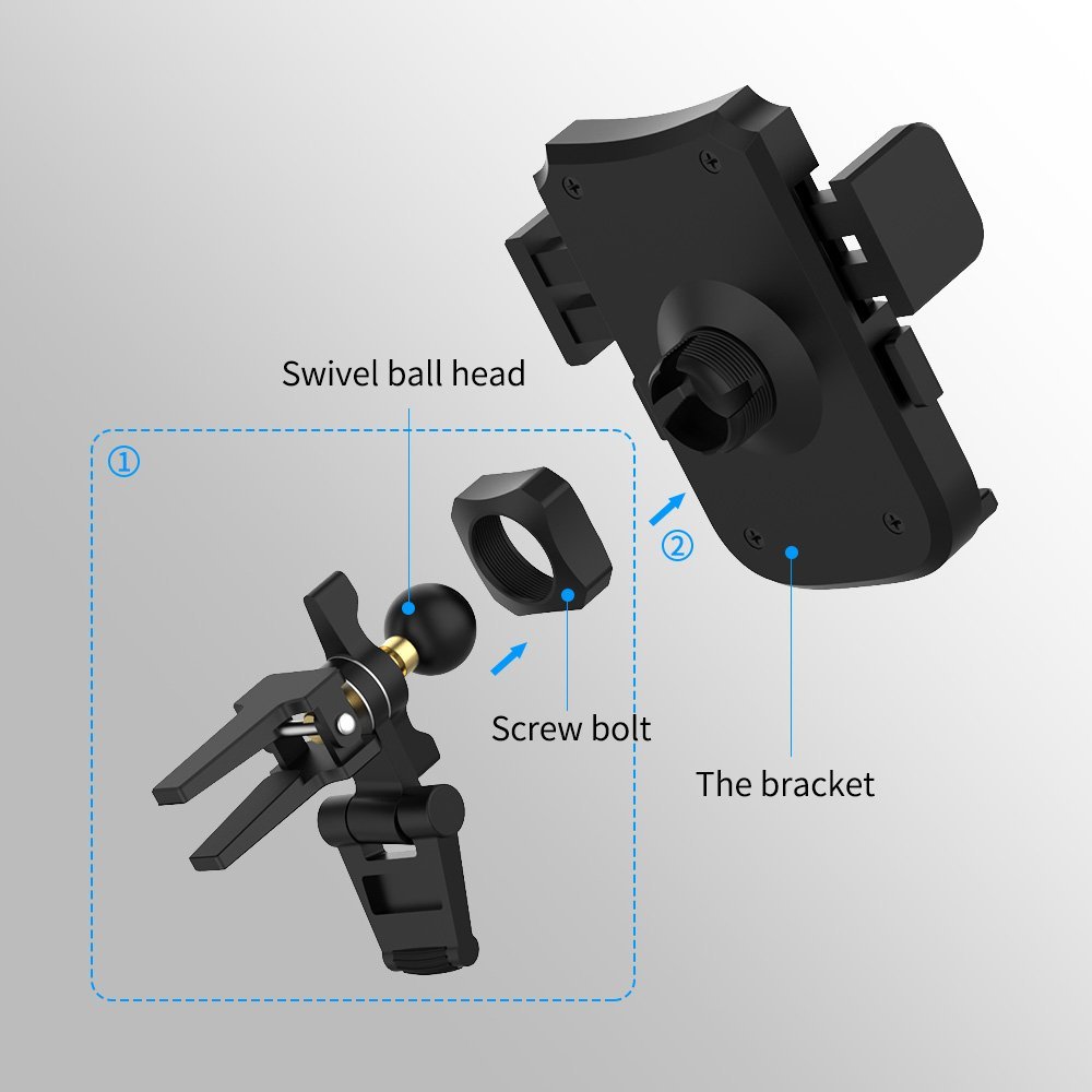 Uverbon Car Phone Mount Air Vent Phone Holder for Car with All Aluminum Alloy Horder + Dual 360 Degree Rotation for iPhone, Samsung, Google Nexus, Huawei and More