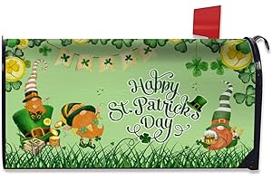 HAROONI Happy St. Patrick's Day Mailbox Cover, St.Patricks Day Shamrocks Spring Mailbox Cover Magnetic Elf Hat Clover Golden Coin Letter Post Box Cover Wrap Decoration Welcome Home Garden Outdoor 21" Lx 18" W