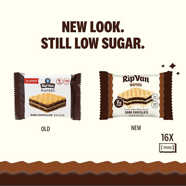 RIP VAN DARK CHOCOLATE WAFER COOKIES – HEALTHY SNACKS – NON GMO, KETO, LOW CARB, LOW SUGAR (2G), LOW CALORIE AND VEGAN, 16 COUNT