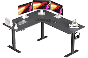 ExaDesk Upgrade Version 63 * 55 inch L Shaped Electric Adjustable Height Standing Desk, Corner Stand Up Desk, Sit Stand Computer L Desk for Gaming Office