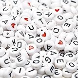 500PCS Acrylic Small White Letter Beads for Jewelry Making Alphabet Beads for Bracelets Kit Letters Beads for Necklace Making