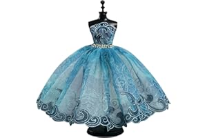 FURNITURER Fashion Ballet Dress for 11.5" Doll Tutu Clothes Outfits 1/6 Dolls Accessories Rhinestone 3-Layer Skirt Ball Party Gown (Blue)
