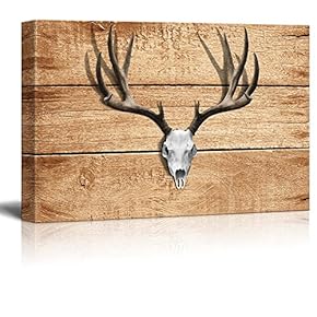 Rustic Canvas Wall Art - Deer Antler - Giclee Print Modern Wall Art | Stretched Gallery Wrap Ready to Hang Home Decoration - 12x18 inches