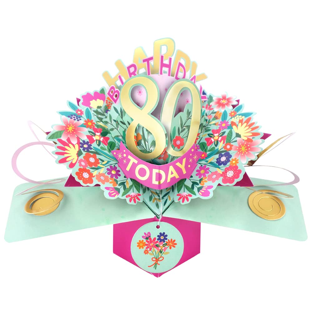 Happy 80th Birthday 80 Today Pop-Up Greeting Card Love Kate's Pop Up Cards Her POP215MC80