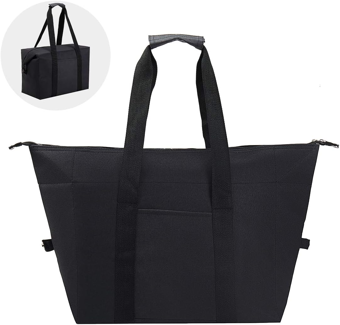 Iknoe Cooler Bag Insulated Reusable Grocery Bag Collapsible Insulated Shopping Bags Travel Cooler for Cold or Hot Food Thermal Bag Sturdy Zipper and Reinforced Handle