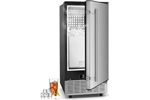 SOZT Under Counter Ice Maker Machine Commercial - 120LBS/24H with 30lbs Ice Storage Bucket & Reversible Door, Built-in Freestanding Ice Machine, Automatic Cleaning/24 Hours Timer, For Home & Commercial Use