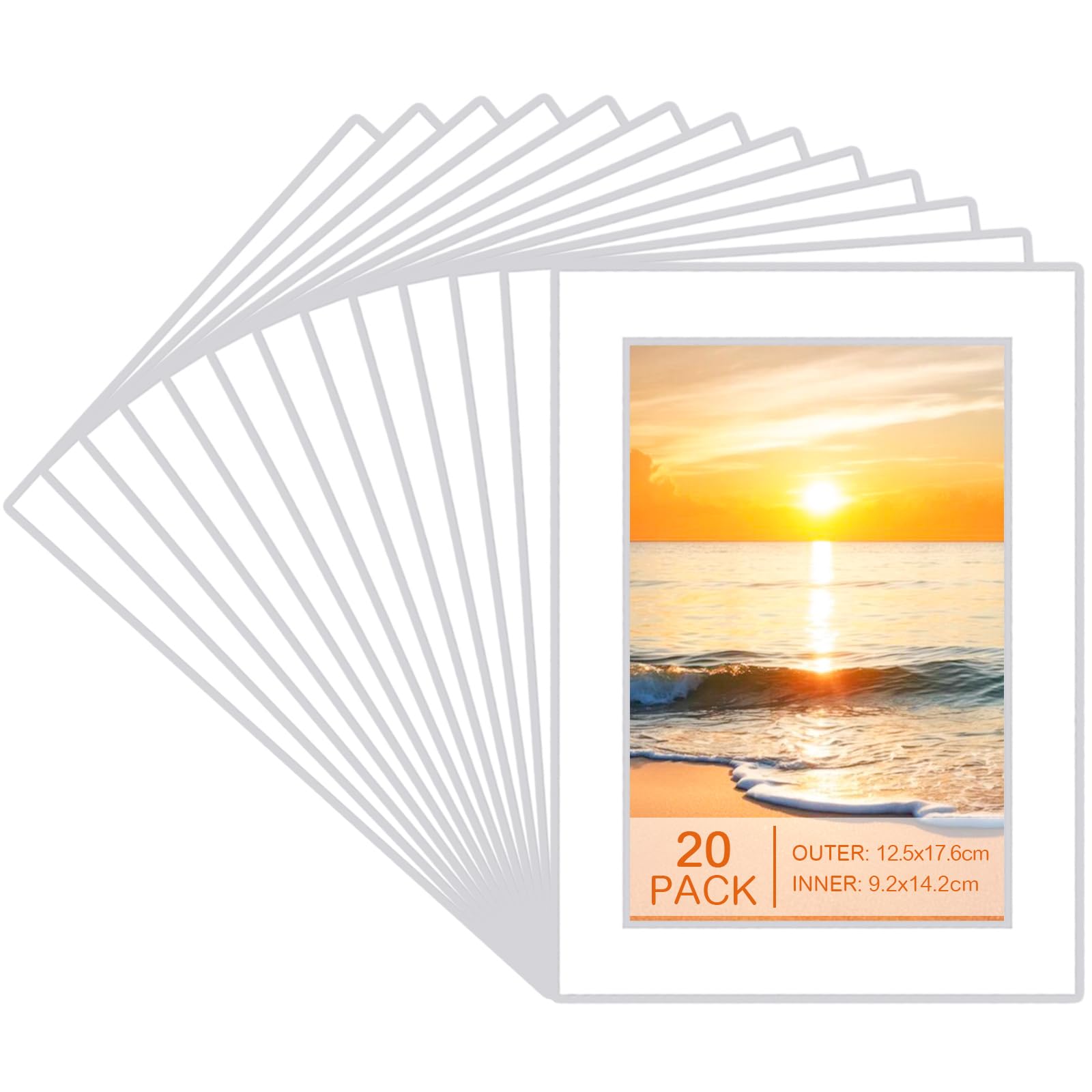 20 Packs White Picture Mounts, 7x5 Inch Photo Mounts Frame Mounts for 6x4 Inch Pictures for Photos, Prints, Paintings, Artworks