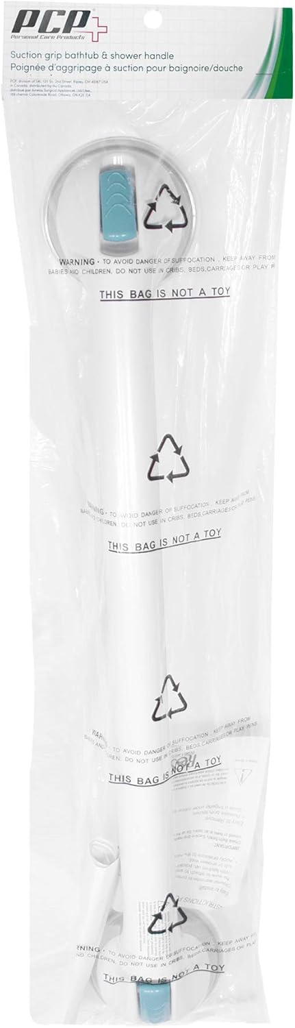 PCP Suction Grip Bathtub and Shower Safety Handle, White, 24 Inch: Health & Personal Care