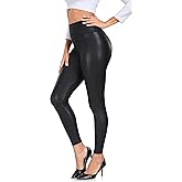 GymNatural Women's High Waist Faux Leather Leggings PU Butt Lifting Sexy Skinny Stretchy Leggings