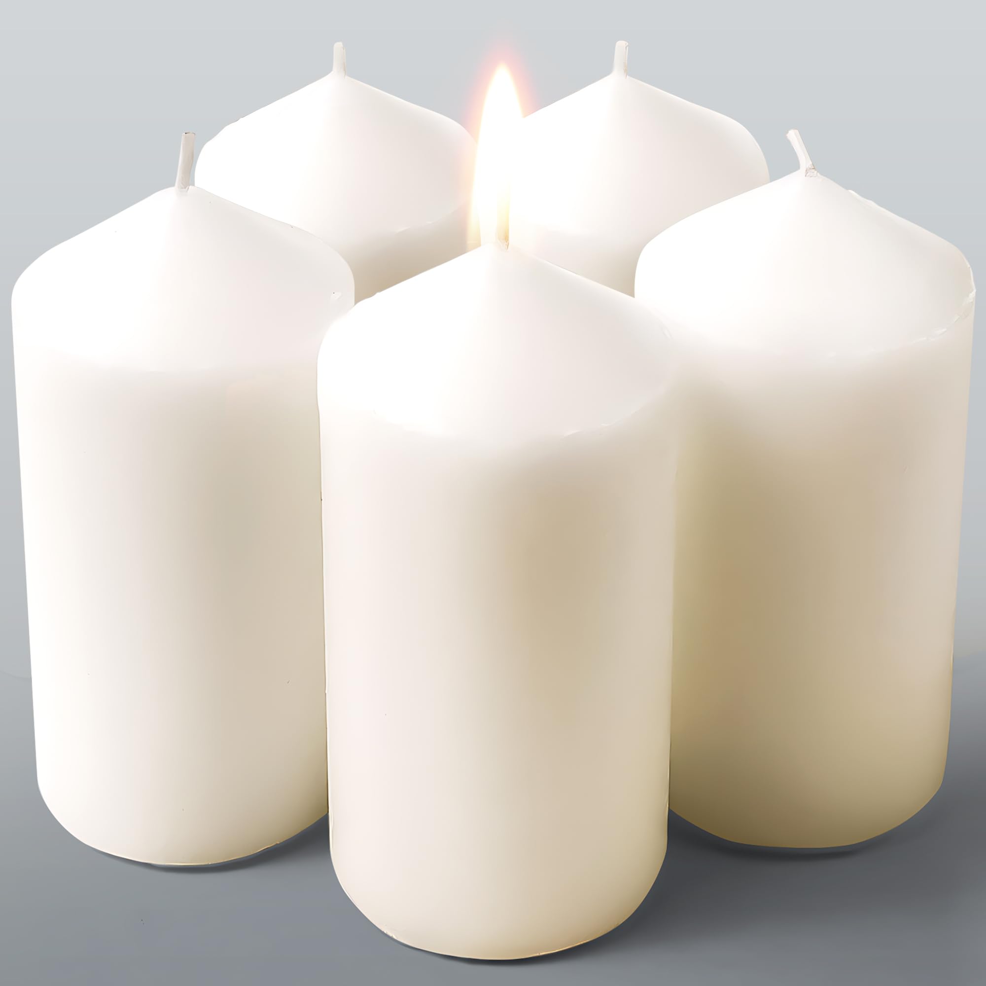 TRINIDA Pillar Candles Multipack, 5 Pack White Unscented Church Candles, Long Burning ±18 Hour 2'' × 3'' for Household Decor