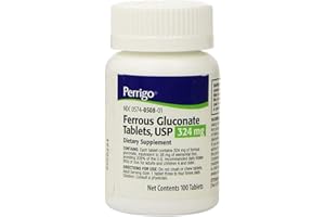 Perrigo Ferrous Gluconate Green Tablets, 324mg, 100ct (3 Pack)