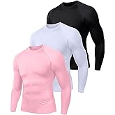 Men's (Pack of 3 or 5) Cool Dry Compression Long Sleeve Sports Baselayer T-Shirts Tops