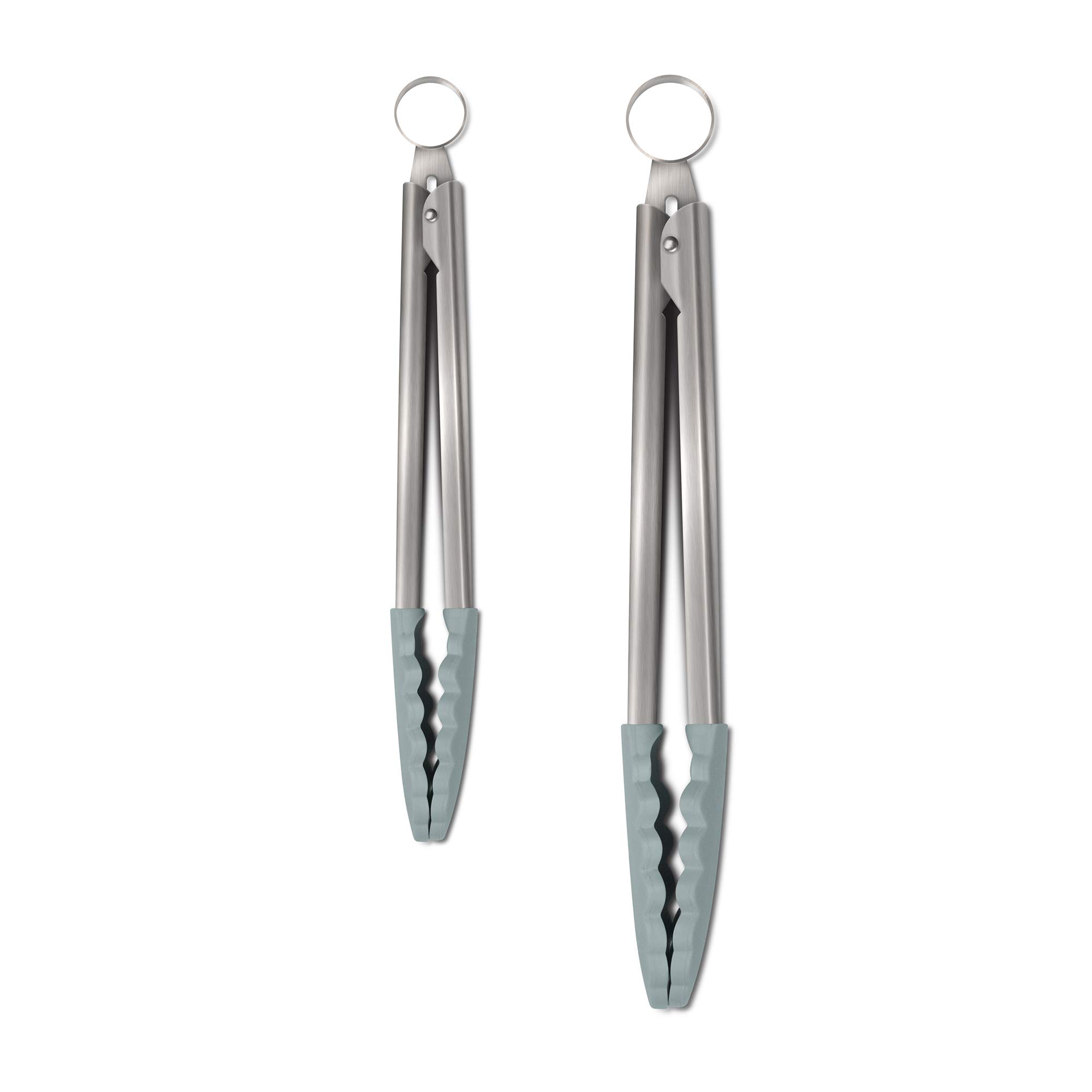 Zeal JSET2B Non-Stick Silicone Large & Small Cook’s Tongs Set-Duck Egg Blue