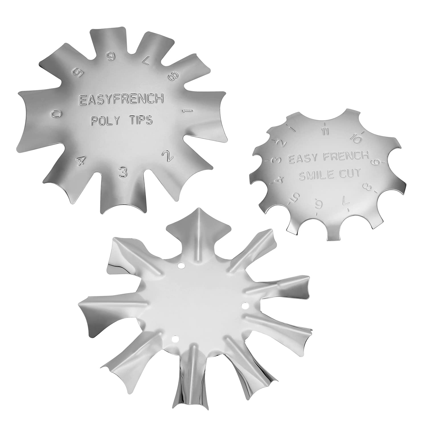 MWOOT 3Pcs Nail Art Manicure Edge Trimmer Cutter Model,Easy French Smile Line Manicure Tool Stainless Steel Shaped Acrylic Gel Cutter Mold Kit,3 Shapes