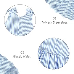 Blue Stripe Dresses for Big Kid Girls 7-8 Years