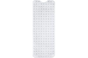 ENKOSI Clear Bath Mat Non Slip with Secure Suction Cups - Large Non Slip Bathtub and Shower Mat - Extra Long 40 x 16 Inch Bathroom Mats for Tub Non Slip Anti Slip Bath Mats (40x16 Clear)
