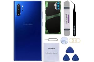 Perzework OEM Rear Back Glass Replacement for Samsung Galaxy Note 10+ Plus 6.8 inches 5G with Reparing Toolkit and Pre-Installed Adhesive (Aura Blue)
