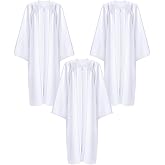 Toulite 3 Pcs Unisex Matte Choir Robes for Church White Baptism Gown Graduation Robe Confirmation Pastor Judge Costume Adult