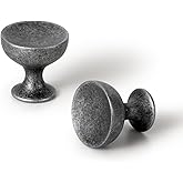Goo-Ki 6 Pack Weathered Nickel Cabinet Knobs – Vintage Round Cup Design with Rustic Patina Finish Retro Kitchen Drawer Handle