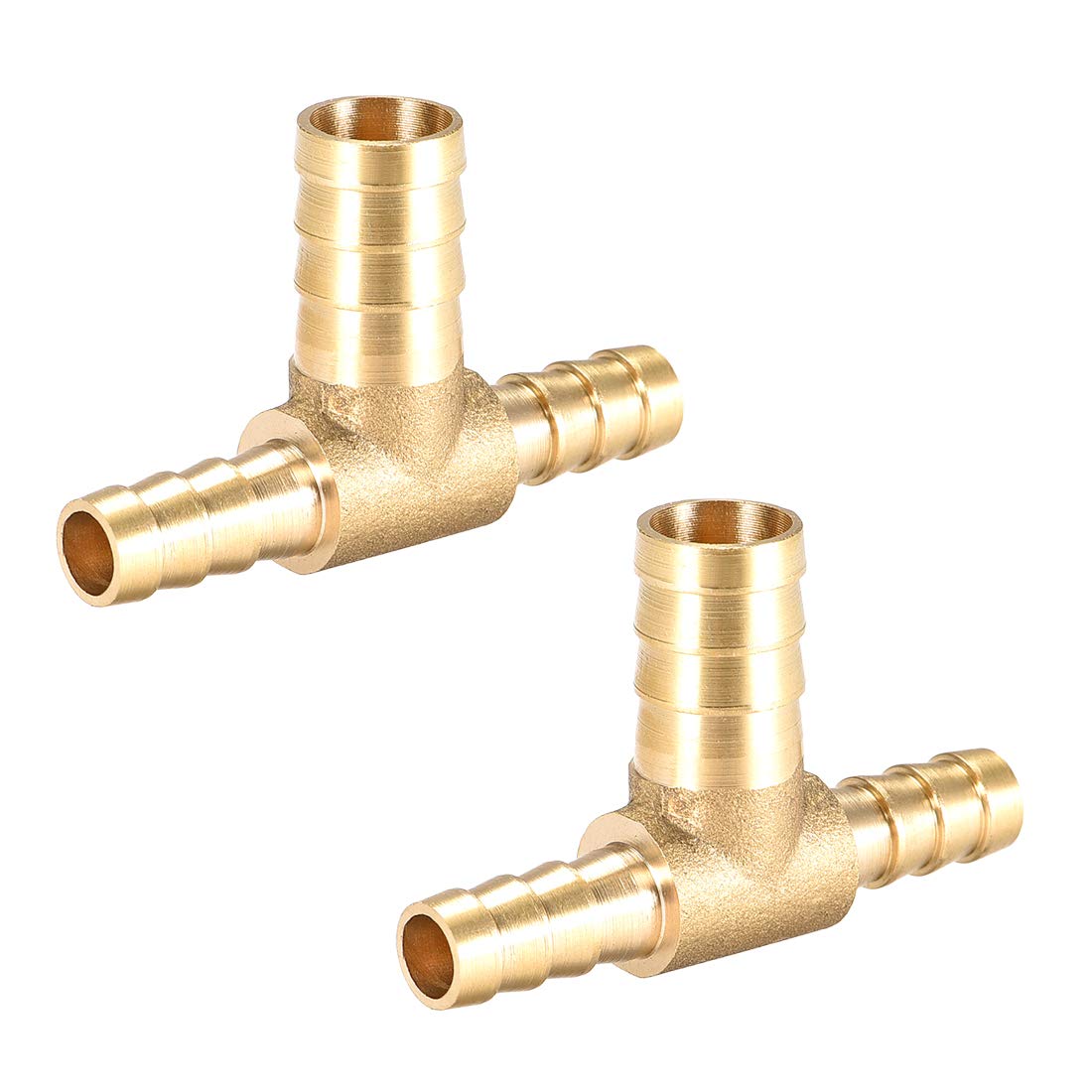 sourcing map Tee Brass Barb Fitting Reducer 3 Way, Fit Hose ID 8x12x8mm 2pcs