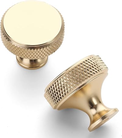 Amerdeco 10 Pack Gold Knurled Cabinet Knobs Kitchen Drawers Dresser