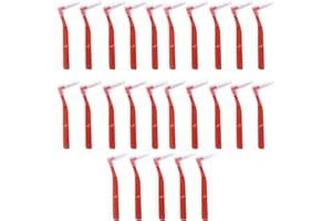 Angzhili 25Pcs Interdental Brush,Dental Braces Cleaning L-shape Toothbrush,Dental Toothpick Floss for Braces(Red)