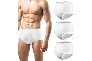 CARER HEALTHCARE INCONTINENCE PREGNANCY Carer Mens Incontinence Underwear Washable 3 Pack Cotton Reusable Incontinence Boxers Briefs for Men Built in Cotton Pad for Bladder Leakage 150ML, Large