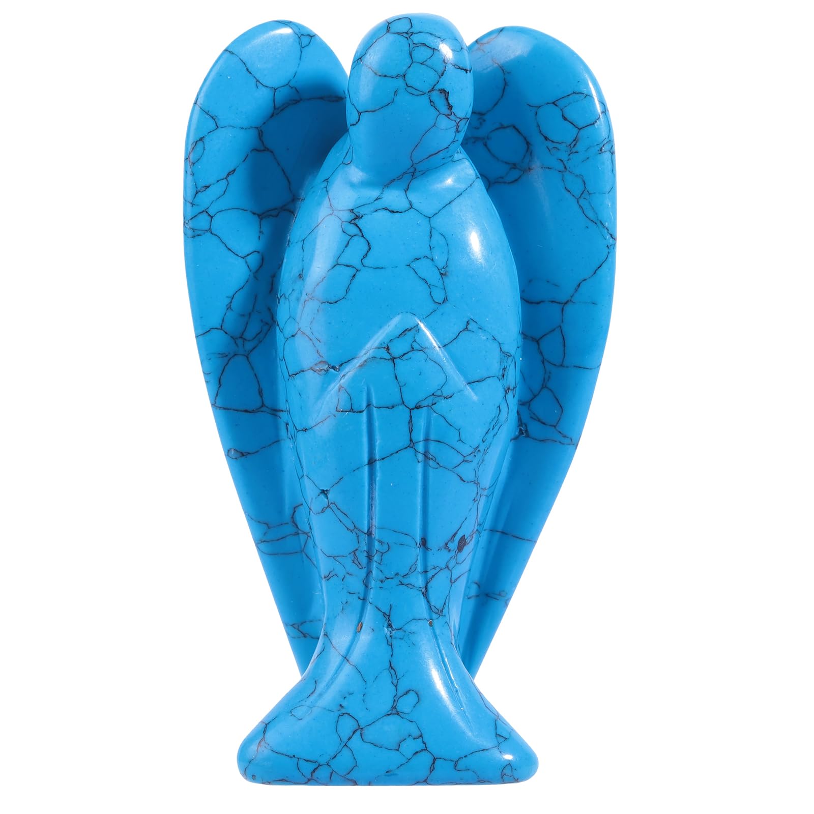 KYEYGWO Angel Gemstone Crystal Guardian Angel Statues, Pocket Peace Angel Lucky Charm Reiki Fengshui Desk Ornaments 2.75" Blue Howlite Turquoise
