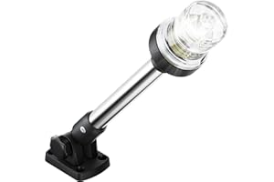 AMBIPASION 12 Inches Stern Light Anchor Light, White Navigation Lights for Boats LED Waterproof IP67, Fold Down Rear Boat Lig