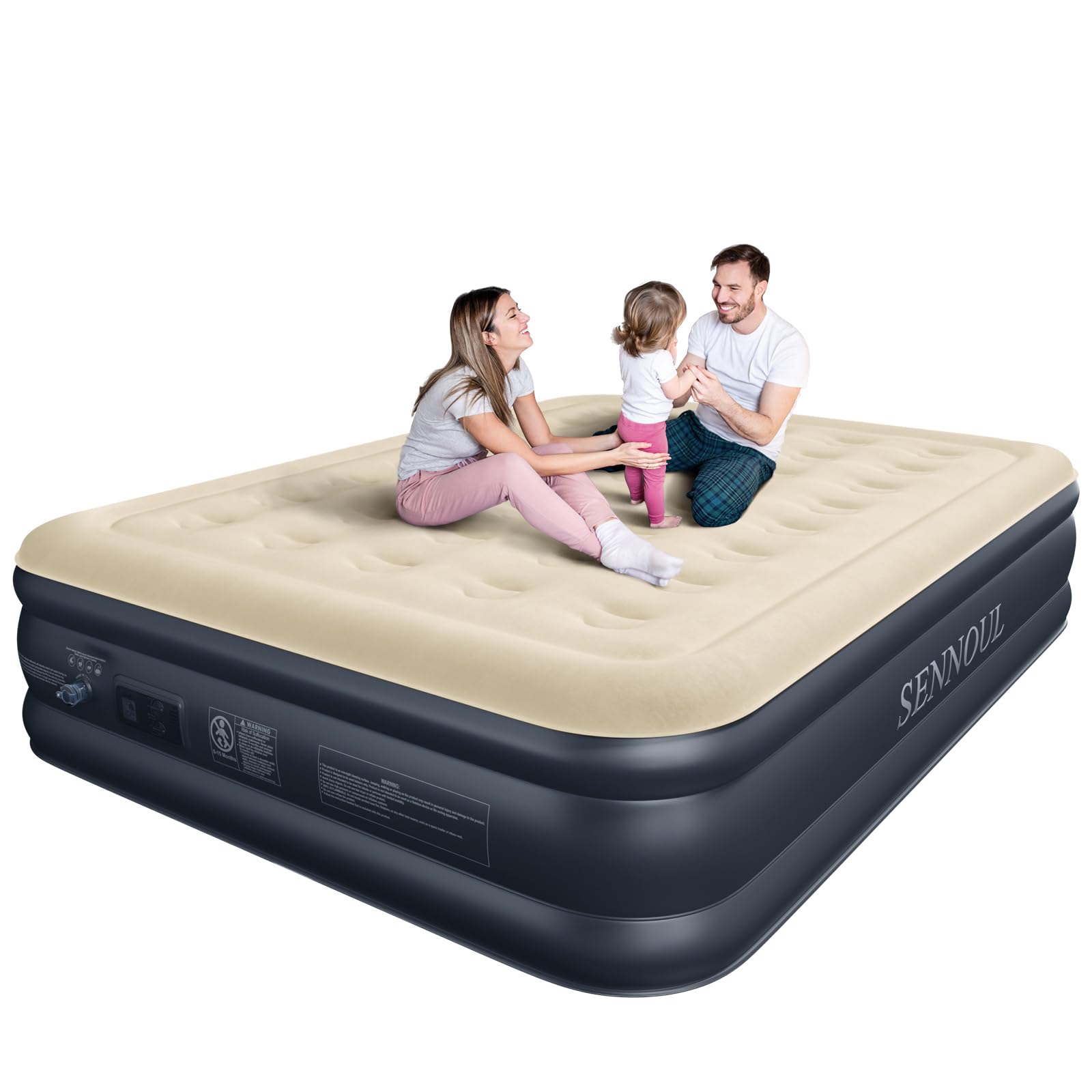Photo 1 of SENNOUL Air Mattress Queen with Built in Pump - Upgraded Blow Up Bed, 2 Mins Quick Self Inflatable/Deflation, 18"/650lbs Max, Strong Support,No Leakage,No Odor,for Home,Guests,Camping,Travel