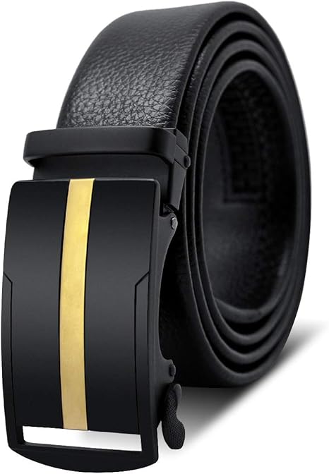 Amazon Co Jp ベルトメンズビジネス おおきいサイズ ビジネスメンズ自動バックルベルトハイグレードゴールドバックルベルト レザー 男性 ブラック 色 白 ホーム キッチン