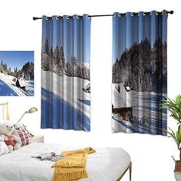 Amazon Com Warm Family Thermal Curtains Winter Log Cabins In The