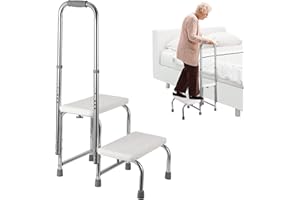 Garvee Step Stool with Handle, Adjustable 450Lbs Heavy Duty Bedside Stool for Seniors, Non-Slip Double Layer Medical Foot Ste